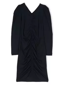 Monnalisa платье миди с V-образным вырезом и сборками, синий