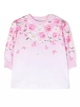 Monnalisa платье с эффектом омбре и цветочным принтом, розовый