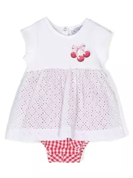 Monnalisa платье с английской вышивкой, белый