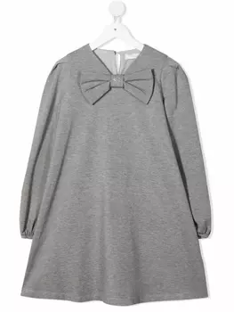 Monnalisa платье с бантом и логотипом, серый
