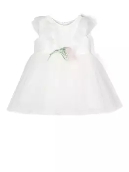 Monnalisa платье с цветочной аппликацией, белый