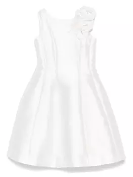 Monnalisa платье с цветочной аппликацией, белый