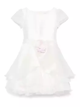 Monnalisa платье с цветочной аппликацией, белый