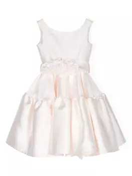 Monnalisa платье с цветочной аппликацией, розовый