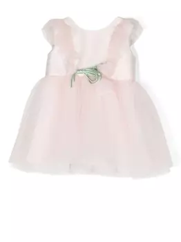 Monnalisa платье с цветочной аппликацией, розовый