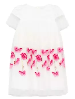 Monnalisa платье с цветочной вышивкой, белый