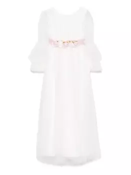 Monnalisa платье с цветочной вышивкой, белый