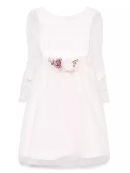 Monnalisa платье с цветочной вышивкой, розовый