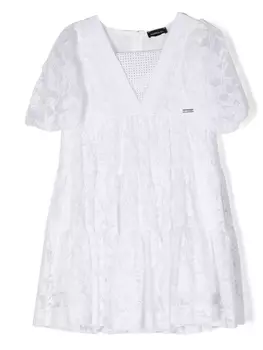 Monnalisa платье с цветочным кружевом, белый