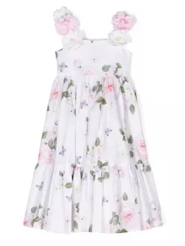 Monnalisa платье с цветочным принтом, белый