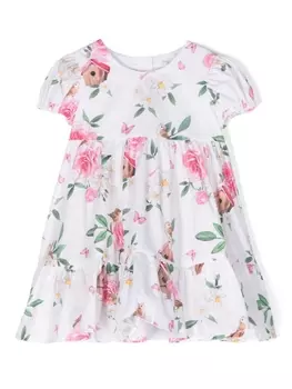 Monnalisa платье с цветочным принтом, белый