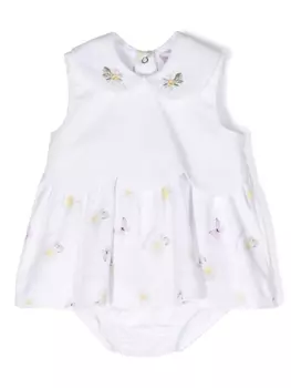 Monnalisa платье с цветочным принтом, белый