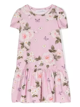 Monnalisa платье с цветочным принтом, розовый