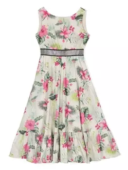 Monnalisa платье с цветочным принтом, розовый