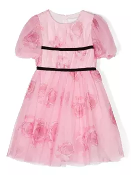 Monnalisa платье с цветочным принтом, розовый