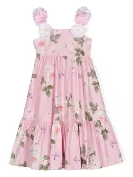 Monnalisa платье с цветочным принтом, розовый