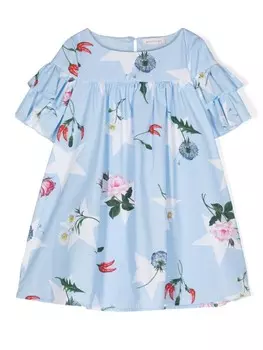Monnalisa платье с цветочным принтом, синий