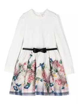 Monnalisa платье с цветочным узором, белый