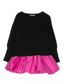 Monnalisa платье с длинными рукавами и контрастной вставкой, черный