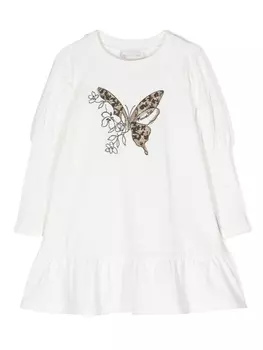 Monnalisa платье с длинными рукавами и принтом, белый