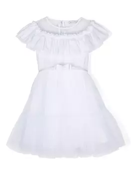 Monnalisa платье с оборками, белый