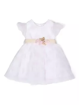 Monnalisa платье с оборками и узором в горох, белый