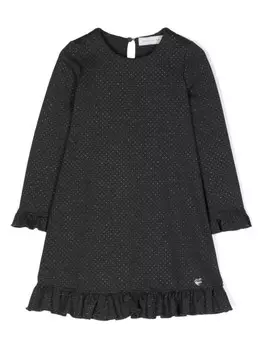 Monnalisa платье с оборками и узором в горох, серый