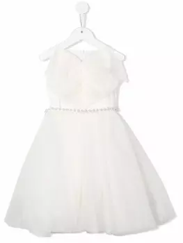 Monnalisa платье с поясом, белый