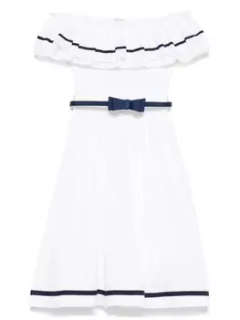 Monnalisa платье с поясом, белый