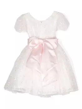 Monnalisa платье с поясом и пайетками, белый