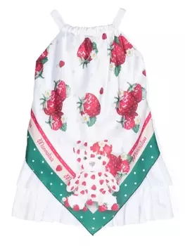 Monnalisa платье с принтом, белый