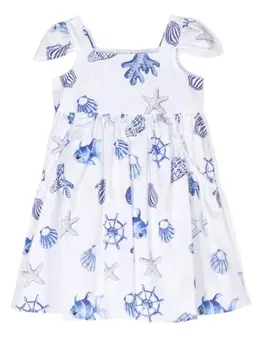 Monnalisa платье с принтом, белый