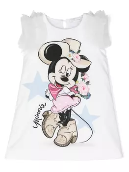 Monnalisa платье с принтом Minnie Mouse из коллаборации с Disney, белый