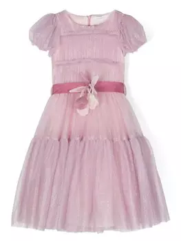 Monnalisa платье с тюлем и блестками, розовый