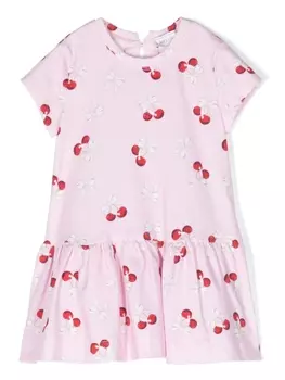 Monnalisa платье с заниженной талией и принтом, розовый