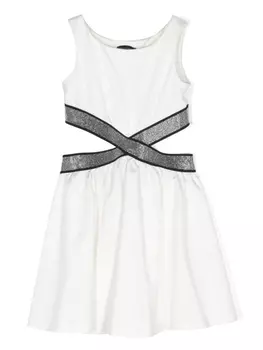 Monnalisa платье со стразами и вырезами, белый