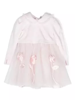 Monnalisa платье со вставкой из тюля, розовый