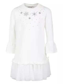 Monnalisa платье-толстовка из тюля, белый