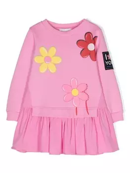 Monnalisa платье-толстовка с цветочным принтом, розовый