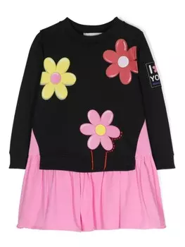 Monnalisa платье-толстовка с цветочным принтом, черный