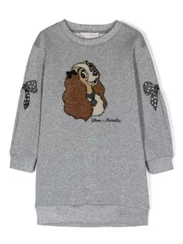 Monnalisa платье-толстовка с люрексом из коллаборации с Disney, серый