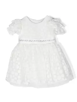 Monnalisa платье в горох с короткими рукавами, белый