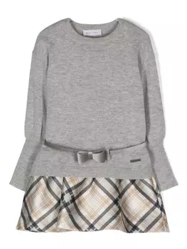 Monnalisa платье в клетку тартан без рукавов, серый