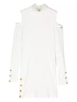 Monnalisa платье в рубчик с длинными рукавами, белый