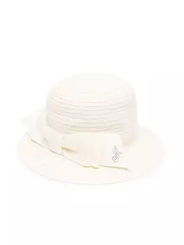 Monnalisa плетеная шляпа с бантом, нейтральный цвет