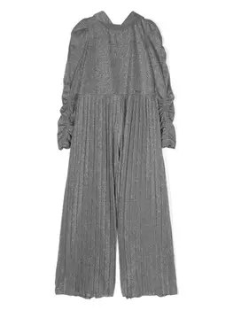 Monnalisa плиссированный комбинезон с эффектом металлик, серый