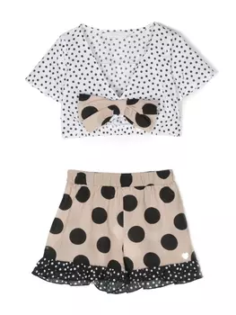 Monnalisa пляжный комплект с узором в горох, белый