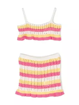 Monnalisa полосатый комплект из топа и юбки, розовый