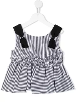 Monnalisa полосатый топ со складками, черный