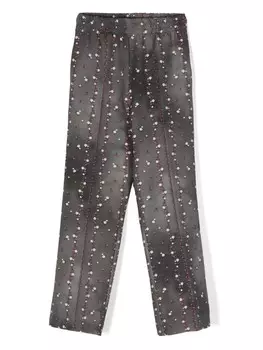 Monnalisa прямые брюки с цветочным принтом, серый